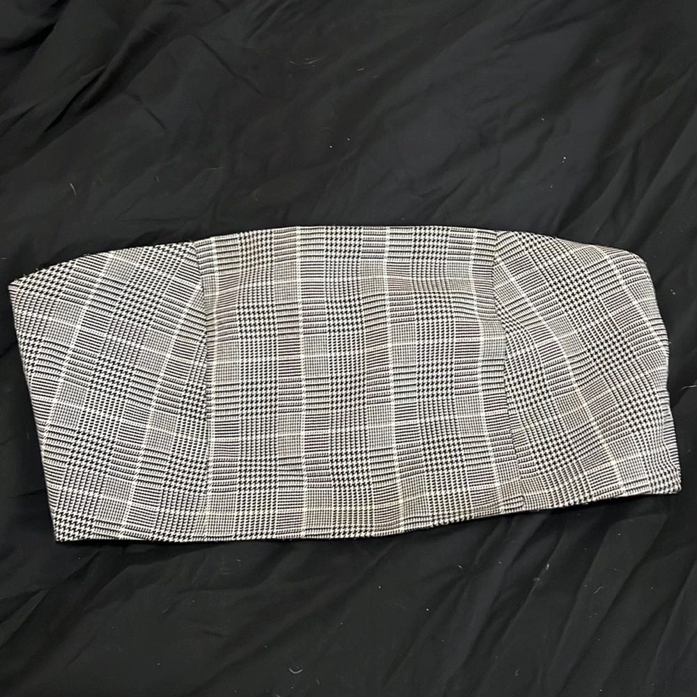 Black white grey gingham crop top